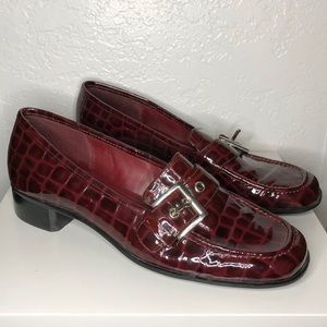Michelle D Burgundy Buckle strap Loafers